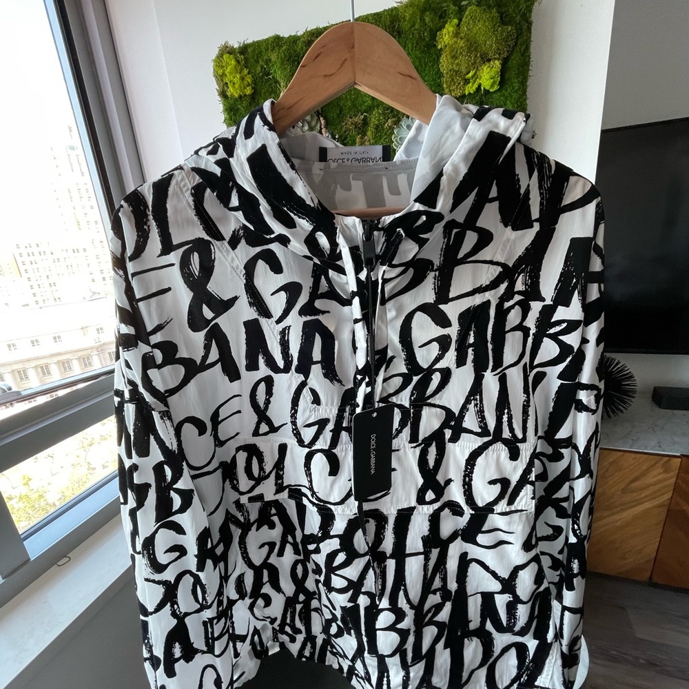 Dolce & Gabanna Graffiti windbreaker with black velvet details